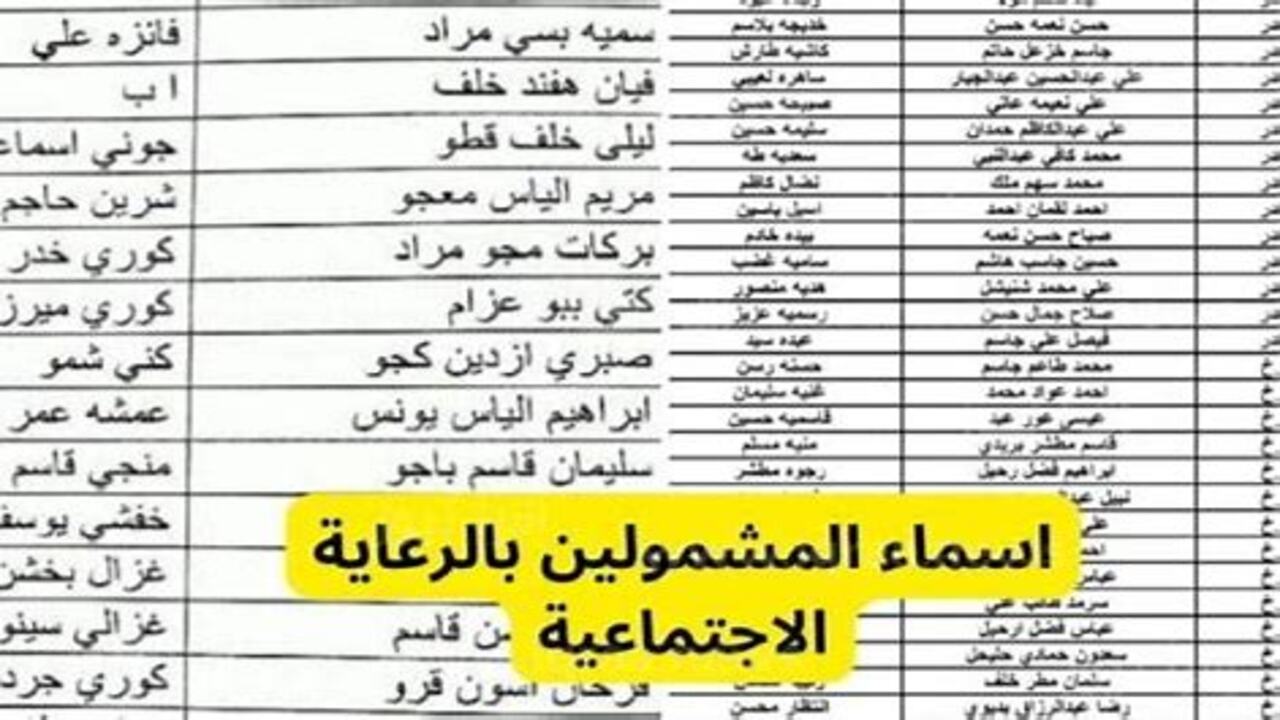 أسماء المشمولين بالرعاية الاجتماعية في العراق 2025 منصة مظلتي